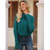 imageGRACE KARIN Womens Mock Neck Batwing Sleeve Sweater Loose Knitted Pullover Sweaters Ribbed Sweater TopsGreen