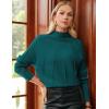 imageGRACE KARIN Womens Mock Neck Batwing Sleeve Sweater Loose Knitted Pullover Sweaters Ribbed Sweater TopsGreen