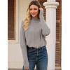 imageGRACE KARIN Womens Mock Neck Batwing Sleeve Sweater Loose Knitted Pullover Sweaters Ribbed Sweater TopsKhaki