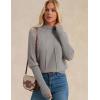 imageGRACE KARIN Womens Mock Neck Batwing Sleeve Sweater Loose Knitted Pullover Sweaters Ribbed Sweater TopsKhaki