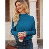 imageGRACE KARIN Womens Mock Neck Batwing Sleeve Sweater Loose Knitted Pullover Sweaters Ribbed Sweater TopsPeacock Blue