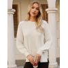 imageGRACE KARIN Womens Oversized Sweaters Casual Long Sleeve Crewneck Sweatshirt 2025 Fall Pullover Sweaters Top OutfitsWhite