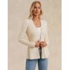 imageGRACE KARIN Womens Peplum Cardigan Wool Blend Button Up Sweaters Long Sleeve Business Casual Ribbed Knit BlazersBeige
