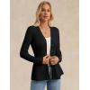 imageGRACE KARIN Womens Peplum Cardigan Wool Blend Button Up Sweaters Long Sleeve Business Casual Ribbed Knit BlazersBlack