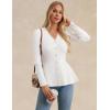 imageGRACE KARIN Womens Peplum Cardigan Wool Blend Button Up Sweaters Long Sleeve Business Casual Ribbed Knit BlazersIvory White