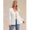 imageGRACE KARIN Womens Peplum Cardigan Wool Blend Button Up Sweaters Long Sleeve Business Casual Ribbed Knit BlazersIvory White