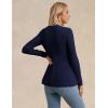 imageGRACE KARIN Womens Peplum Cardigan Wool Blend Button Up Sweaters Long Sleeve Business Casual Ribbed Knit BlazersNavy Blue