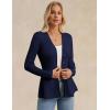 imageGRACE KARIN Womens Peplum Cardigan Wool Blend Button Up Sweaters Long Sleeve Business Casual Ribbed Knit BlazersNavy Blue