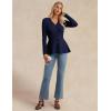 imageGRACE KARIN Womens Peplum Cardigan Wool Blend Button Up Sweaters Long Sleeve Business Casual Ribbed Knit BlazersNavy Blue