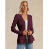 imageGRACE KARIN Womens Peplum Cardigan Wool Blend Button Up Sweaters Long Sleeve Business Casual Ribbed Knit BlazersWine Red