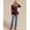 imageGRACE KARIN Womens Peplum Cardigan Wool Blend Button Up Sweaters Long Sleeve Business Casual Ribbed Knit BlazersWine Red