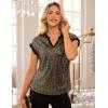 imageGRACE KARIN Womens Sequin Tops 2025 Cap Sleeve Sparkly Tops Glitter Party Dressy Blouses Fall V Neck Club Concert ShirtsBlack Gold