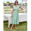 imageGRACE KARIN Womens Summer Casual Dress V Neck Cap Sleeve Zipper Front Flowy Midi Dress with PocketsSage Green