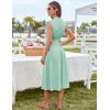 imageGRACE KARIN Womens Summer Casual Dress V Neck Cap Sleeve Zipper Front Flowy Midi Dress with PocketsSage Green