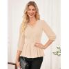 imageGRACE KARIN Womens Tops Fall Dressy Casual Blouse V Neck 34 Sleeve Peplum Business Shirts 2025 Fashion ClothingApricot