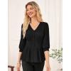 imageGRACE KARIN Womens Tops Fall Dressy Casual Blouse V Neck 34 Sleeve Peplum Business Shirts 2025 Fashion ClothingBlack