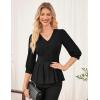 imageGRACE KARIN Womens Tops Fall Dressy Casual Blouse V Neck 34 Sleeve Peplum Business Shirts 2025 Fashion ClothingBlack