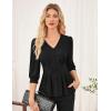 imageGRACE KARIN Womens Tops Fall Dressy Casual Blouse V Neck 34 Sleeve Peplum Business Shirts 2025 Fashion ClothingBlack