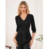 imageGRACE KARIN Womens Tops Fall Dressy Casual Blouse V Neck 34 Sleeve Peplum Business Shirts 2025 Fashion ClothingBlack