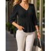 imageGRACE KARIN Womens Tops Fall Dressy Casual Blouse V Neck 34 Sleeve Peplum Business Shirts 2025 Fashion ClothingBlack