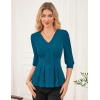 imageGRACE KARIN Womens Tops Fall Dressy Casual Blouse V Neck 34 Sleeve Peplum Business Shirts 2025 Fashion ClothingBlue