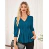 imageGRACE KARIN Womens Tops Fall Dressy Casual Blouse V Neck 34 Sleeve Peplum Business Shirts 2025 Fashion ClothingBlue