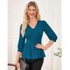 imageGRACE KARIN Womens Tops Fall Dressy Casual Blouse V Neck 34 Sleeve Peplum Business Shirts 2025 Fashion ClothingBlue