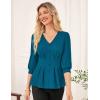 imageGRACE KARIN Womens Tops Fall Dressy Casual Blouse V Neck 34 Sleeve Peplum Business Shirts 2025 Fashion ClothingBlue