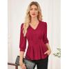 imageGRACE KARIN Womens Tops Fall Dressy Casual Blouse V Neck 34 Sleeve Peplum Business Shirts 2025 Fashion ClothingBurgundy