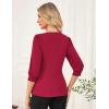 imageGRACE KARIN Womens Tops Fall Dressy Casual Blouse V Neck 34 Sleeve Peplum Business Shirts 2025 Fashion ClothingBurgundy