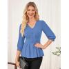imageGRACE KARIN Womens Tops Fall Dressy Casual Blouse V Neck 34 Sleeve Peplum Business Shirts 2025 Fashion ClothingLight Blue