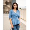 imageGRACE KARIN Womens Tops Fall Dressy Casual Blouse V Neck 34 Sleeve Peplum Business Shirts 2025 Fashion ClothingLight Blue