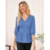 imageGRACE KARIN Womens Tops Fall Dressy Casual Blouse V Neck 34 Sleeve Peplum Business Shirts 2025 Fashion ClothingLight Blue