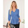 imageGRACE KARIN Womens Tops Fall Dressy Casual Blouse V Neck 34 Sleeve Peplum Business Shirts 2025 Fashion ClothingLight Blue