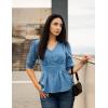 imageGRACE KARIN Womens Tops Fall Dressy Casual Blouse V Neck 34 Sleeve Peplum Business Shirts 2025 Fashion ClothingLight Blue