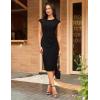 imageGRACE KARIN Womens Wear to Work Dresses 2025 Cap Sleeve Bodycon Midi Dress Ruched Business Office Pencil DressBlack