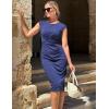 imageGRACE KARIN Womens Wear to Work Dresses 2025 Cap Sleeve Bodycon Midi Dress Ruched Business Office Pencil DressNavy Blue