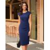 imageGRACE KARIN Womens Wear to Work Dresses 2025 Cap Sleeve Bodycon Midi Dress Ruched Business Office Pencil DressNavy Blue