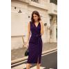 imageGRACE KARIN Womens Wear to Work Sleeveless Ruched Bodycon Office Pencil Midi Dresses with BeltDark Purple