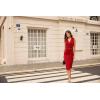 imageGRACE KARIN Womens Wear to Work Sleeveless Ruched Bodycon Office Pencil Midi Dresses with BeltDeep Red