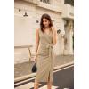 imageGRACE KARIN Womens Wear to Work Sleeveless Ruched Bodycon Office Pencil Midi Dresses with BeltKhaki