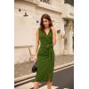 imageGRACE KARIN Womens Wear to Work Sleeveless Ruched Bodycon Office Pencil Midi Dresses with BeltOlive Green
