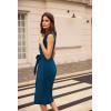 imageGRACE KARIN Womens Wear to Work Sleeveless Ruched Bodycon Office Pencil Midi Dresses with BeltPeacock Blue
