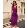 imageGRACE KARIN Womens Wear to Work Sleeveless Ruched Bodycon Office Pencil Midi Dresses with BeltPink Purple