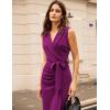 imageGRACE KARIN Womens Wear to Work Sleeveless Ruched Bodycon Office Pencil Midi Dresses with BeltPink Purple
