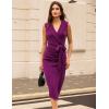 imageGRACE KARIN Womens Wear to Work Sleeveless Ruched Bodycon Office Pencil Midi Dresses with BeltPink Purple