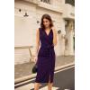 imageGRACE KARIN Womens Wear to Work Sleeveless Ruched Bodycon Office Pencil Midi Dresses with BeltRose Purple