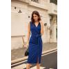 imageGRACE KARIN Womens Wear to Work Sleeveless Ruched Bodycon Office Pencil Midi Dresses with BeltRoyal Blue