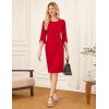 imageGRACE KARIN Womens Work Dresses 34 Sleeve Crew Neck Ruched Bodycon Business Office Cocktail DressRed