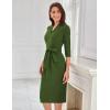 imageGRACE KARIN Womens Work Dresses V Neck 34 Sleeve Back Zipper Tie Waist Bodycon Dress Office Cocktail Dress with PocketsArmy Green